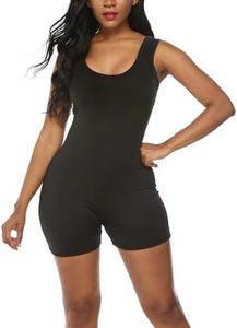 Amilia Sexy Sleeveless Tank Tops Short Romper Sports Jumpsuit Bodysuit One Piece Short Catsuit Black