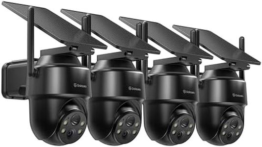 GALAYOU 2K Security Cameras Wireless Outdoor-360° PTZ Cameras for Home Security with Solar Panel/Battery Powered, Night Vision, Two-Way Audio, PIR Sensor, Works with Alexa, R1 4P Black (2.4Ghz Only)