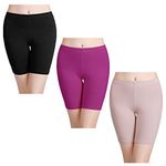 wirarpa Women's Cotton Underwear Boy Shorts Under Dresses Long Leg Panties Anti Chafe Bloomers 3 Pack Multicolored Small