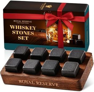 Whiskey Stones Gift Set by Royal Reserve – Artisan Crafted Reusable Chilling Rocks for Scotch – Bourbon Gifts for Men Husband Dad Boyfriend Guy