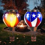 Tujoe 2 Pcs 20 Inch Star Hot Air Balloon Hanging Solar Lantern Outdoor Garden Decor Waterproof Hot Air Balloon Flame Lantern for Lawn Porch Yard