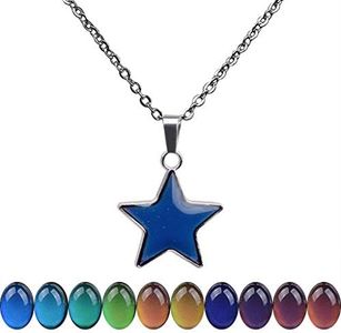 FM FM42 Temperature Sensing Color Changing Star Pendant Necklace with 19.29" Stainless Steel Rolo Chain ZN1312