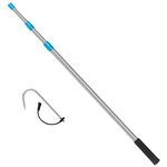 SANLIKE Telescopic Fishing Gaff with Stainless Sea Fishing Spear Hook Tackle, 3.7-8.5 FT Soft Rubber Handle Stainless Steel Pole for Saltwater Offshore Ice Tool