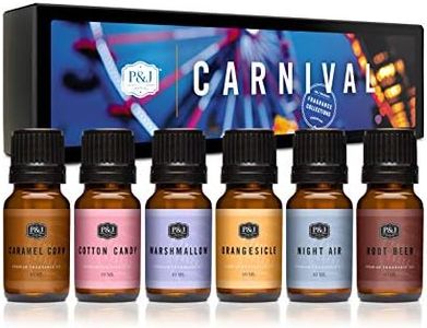P&J Trading Fragrance Oil Carnival Set | Cotton Candy, Night Air, Marshmallow, Orangesicle, Root Beer, and Caramel Corn Candle Scents for Candle Making, Freshie Scents, Soap Making Supplies