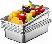 ZeroPone Hotel Pan 6" Deep Steam Table Pan 6 Pack Full Size 20.8"L x 12.8"W Hotel Pan 22 Gauge Stainless Steel Anti Jam Steam Table Pan
