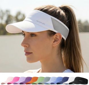 OnWander Sport Sun Visor Hat for Women Men - Lightweight Stretchy Polyester Spandex Quick Dry Sweatband Wrinkle Resistant White Small