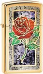 Zippo Custom Lighter: Slim Fusion Rose - High Polish Brass 78750