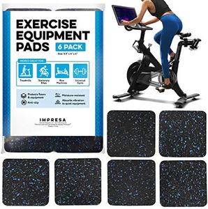 IMPRESA 6 Pack Exercise Equipment Mat 4"x 4"x 0.5" Pads - Treadmill Mat for Carpet Protection - Protective Anti-Slip Treadmill Pad for Hardwood Floors & Carpets - Home Gym Accessories- Protect Floors