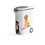 Curver 241093 Food Container 20 kg I 54L White / Grey / Love Pets Dogs 49.3 x 27.8 x 60.5 cm