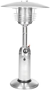 Fire Sense 60262 Portable Patio Heater Outdoor Tabletop Lightweight Propane 10,000 BTU Auto-Shutoff Valve CSA Approved - Stainless Steel