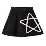 YouGotPlanB Girl's Above Knee Shimmering Star Skater Skirt with Attached Inner Shorts - (SS-ShimmeringStar_Black_10-12 Years)