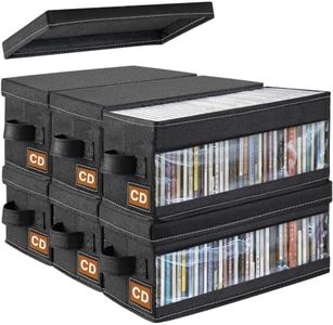 Salajory CD Storage Case with Clear Window 6 Pack, Each Storage Box Holds 35 CDs, Desktop & Closet CD Organizer, 14.4x6.3x5.5 Inch, for Papers, Cards, Socks