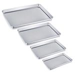 Baking Tray Set of 4, Stainless Steel Baking Sheet Pan Professional, Non Toxic & Healthy, Mirror Finish & Rust Free, Easy Clean & Dishwasher Safe