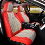 Coverado Front Seat Covers, 2 Pack Waterproof Seat Covers for Cars, Luxury Leather Seat Cushions, Front and Rear Seat Protectors, Auto Seat Covers Fit for Most Vehicles(Red&Beige)