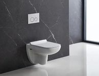 Zoyo Cera Ceramic Wall Mounted European Water Closet P Trap/One Piece Western Toilet Commode with Soft Close Seat Outlet is from Floor (48 x 34 x 35 cm, White (Orbit)