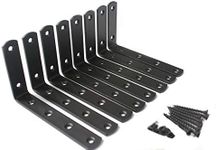 MHMYDZ 8 Pcs Matte Black Steel Heavy Duty"L" Corner Brace Joint Angle Bracket Shelf Bracket Wall Hanging with Screws 125mmX75mm/5 InchX3 Inch Decorative Corner Brackets Joint Angle Bracket