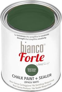 Bianco Forte - Verde Foresta - (1L) Vernice a Gesso con Finitura/Protettivo 2-in-1: Chalk Paint Super Resistente per Mobili, Pareti e Porte – Asciugatura Rapida, Interni/Esterni, Opaca