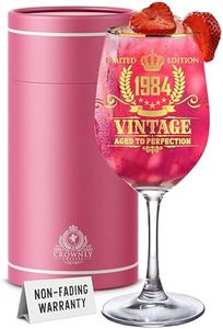 CROWNLY CRYSTAL® Cadeau Femme 40 Ans Verre A Vin 1984 Cadeau Personnalisé Cadeau Anniversaire Femme Decoration Anniversaire 40 Ans Femme Cadeau 40 Ans Femme Idee Cadeau Femme Cadeau Original