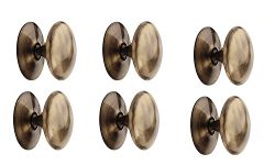 HOBKNOBS (Set of 6 Victorian Antique Brass Knob for Cabinet (50 mm Dia) - Brownish Gold