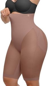 SHAPELLX Tummy Control Butt Lifting Shapewear for Women High Waisted Body Shaper Invisible Shorts (Mauve Brown Large)