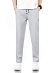 TAGDO Men's Loose Fit Solid Color Polyester Drawstring Sports Pants - Casual, and Comfortable for Outdoor Activities (Pant-5186-Grey-30)