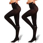 2 Pair Women’s Control Top Semi Opaque Tights 40D Pantyhose