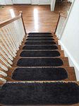 ULTRA SOFT Shipskin Carpet Stair Treads NON-SLIP MACHINE WASHABLE Stair Mats/Rugs, 22x67cm - 40mm Thickness - London (Black, 13)