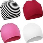 DRESHOW 4 Pieces Baby Beanie Newborn Toddler Soft Cute Knit Hat Hospital Hats for Baby Boys Infant Cap Beanies