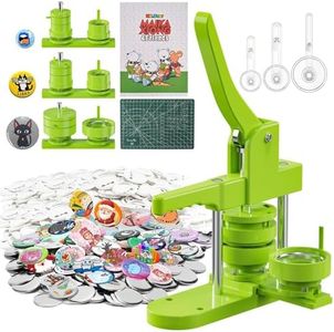 Button Maker Machine Multiple Sizes 600Pcs, Photo Pin Badge Maker 25/32/58mm for Kids, Button Press Machine with 600 Sets Button Making Supplies & Cutter & Magic Book