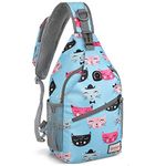 ZOMAKE Sling Bag,Small Crossbody Sling Backpack,Water Resistant Shoulder Bag Anti Thief Daypack(Cat's Head Light Blue)