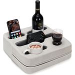 Couch Cup Holder Pillow - Sofa Cup Holder | Couch Caddy, Couch Drinks Remotes Holder for Cups, Headphones, Snacks, and Phones | Use it on Car, Pack, Beach, RV, and More(Silvergrey)