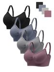 HBselect 4 Pack Full Coverage Wireless Bras, Soft Seamless Bra Sets for Women, Comfortable Support Bralette with Removable Padded and Extra Extenders