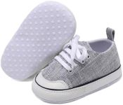 Unisex Baby Girls Boys Shoes Infant Soft Sole Canvas Newborn First Walkers High Top Anti-Slip Sneakers, A11/Grey, 6-12 Months Infant