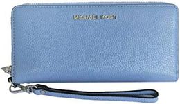 Michael Kors Jet Set Travel Continental Zip Around Leather Wallet Wristlet (Powder Blue)