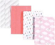 Luvable Friends Baby Layered Flannel Burp Cloth, Girl Clouds 4Pk, One Size