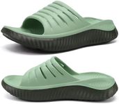 KuaiLu Womens Recovery Sandals Comfortable Plantar Fasciitis Arch Support Ladies Orthopedic Running Sport Slides Open Toe Slip On Thick Athletic Cushion Slippers Summer Beach Sandles Green 7.5