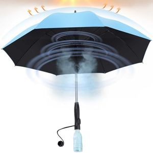 Umbrella with fan and mist spray,Rechargeable - Ultimate Solution for Cooling & UV Protection - Ideal for Summer, Beach, Outdoor Sports, Golf, Fishing Activities (Blue)