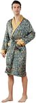 Westkun Men's Lightweight Long Sleeve Loose Silkly Dressing Gown Kimono Robes Nightwear Bathrobe Housecoat Pajamas with Belts and Pockets, Paisley, L