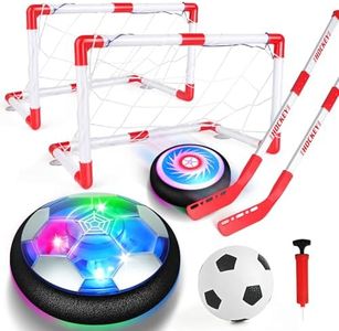 Billeeit 3-in-1 Hover Soccer Ball Set, Including 2 LED Hover Hockey and Soccer Ball Toys, Festive Red & White Goals, Sports Game Toy, Christmas/Birthday Gift for 8 Year Old Boys