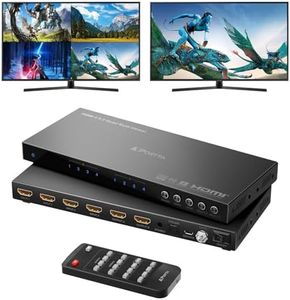 HDMI Multiviewer Switch 4x2 with PIP, PORTTA Quad Multi-Viewer Seamless Switcher 4 in 2 Out with Toslink, 3.5mm Audio Output Support 1080p, 6 Viewing Modes, Downscaler Compatible with PS4, PC, DVD