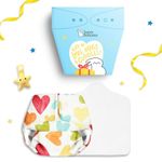 SuperBottoms Newborn Baby Gift Pack- Reusable Newborn UNO Reusable, Waterproof and Stay Dry Cloth Diaper with Organic Cotton Insert Pad & Cute Charmling|0-3 month baby-Gift -Includes 3 item