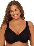 Fruit of the Loom Women's Cotton Unlined Underwire Bra, Black Hue, 42DDD