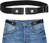 Toxen Invisible Buckle-less Jeans Belt with Ring Adjustable Buckle Free Waist Belt Elastic Belt for Jeans Pants Skirts Women or Men (BLACK)