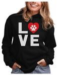 TeeStars - Dog Paw Print Sweatshirts for Women Love Dogs Animal Lover Womens Hoodie X-Large Black