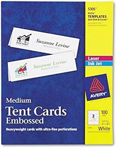 Avery 5305 Medium Embossed Tent Cards, White, 2-1/2 x 8-1/2, 100 Cards/Box