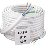 Soibke 50m Ethernet Cable Cat 6, Bulk Internet Cable High Speed Network Cable Gigabit, RJ45 Cable Extra Long LAN Cable Outdoor Patch Cable White Installation Cable UTP 23AWG Wlan Cable