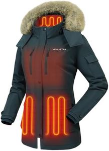 Venustas Women's Heated Long Parka Jacket with Battery, Detachable Fluffy Faux Fur Hood, Water-Resistant Heated Winter Coat