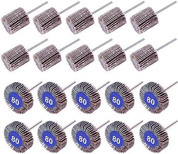 AUTOTOOLHOME 20PCS Abrasive Flap Wheel Sander 80 Grit 1/8" Shank Diameter 32mm 3/8" Thick and 1" Abrasive Sandpaper Flap Sanding Wheel Grinding Head Rotary Tool for Grinding and Polishing