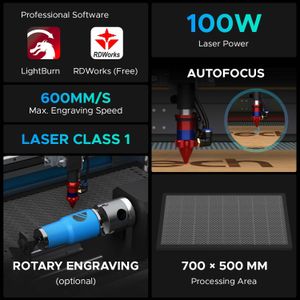 OMTech 100W CO2 Laser Engraver – High Power Cutting & Engraving Machine
