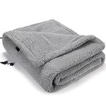 Tujoe Heated Blanket, USB Electric Battery Operated Winter Car Blanket, 55'' x 31.5'' Portable Travel Throw Blanket, 3 Heating Level, 2-10 Hour Setting, Battery Not Included (Gray)